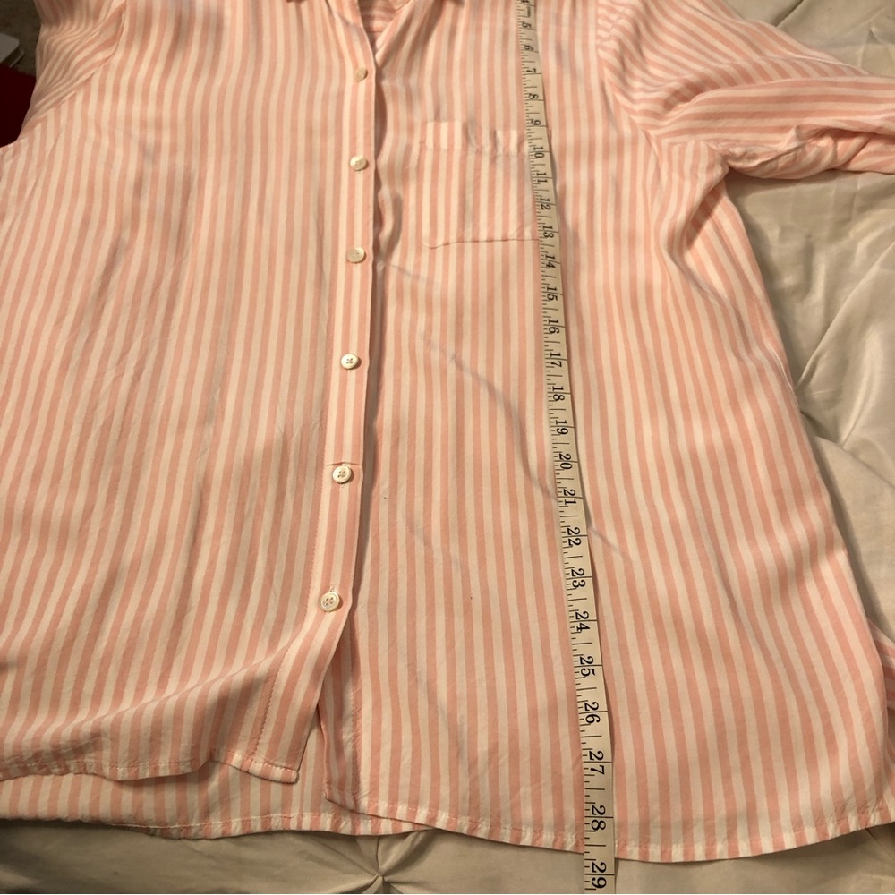 J Jill Pink and White Button Down Shirt Size Large Petite - Picture 9 of 10